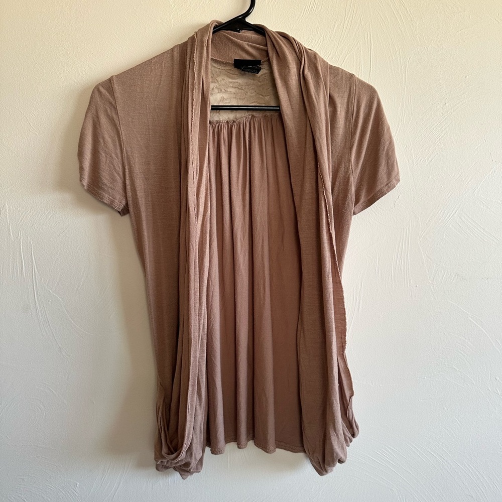 Tan women’s short sleeve cardigan